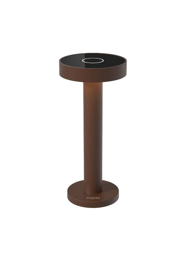 Sompex Boro Rechargeable Table Lamp, Matte Finish | 2 warm white light colours | Stepless touch dimmer | IP65 (water-resistant) | Suitable for indoors and outdoors | Aluminium | (H 20 cm) - Rust - Image 1